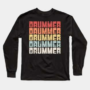 Retro Vintage 70s Drummer Long Sleeve T-Shirt